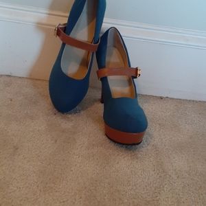 Blue and Brown Pumps
